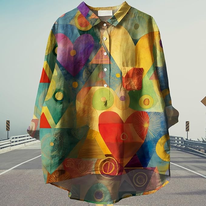 Women Funny Graphic Long Sleeve Floral Blouses Plus Size Button Shirts Casual Cute Vneck Fall Tunic Tops Trendy