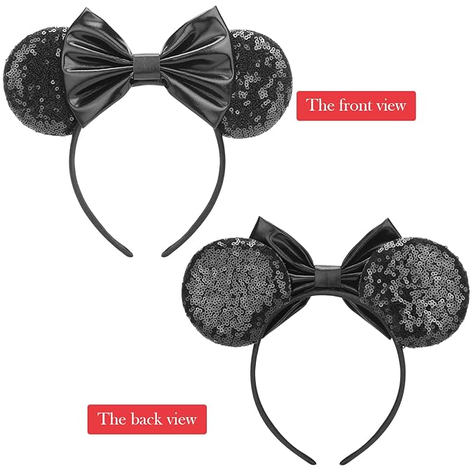 DRESHOW Mouse Ears Bow Headbands Glitter Party Decoration Cosplay Costume for Women