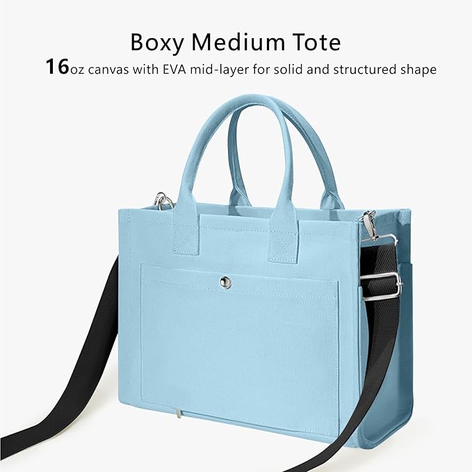 TOPDesign Heavy-Duty Canvas Tote Bag for Women, Adjustable Crossbody/Shoulder Handbag with 9 Pockets, Everything Tote