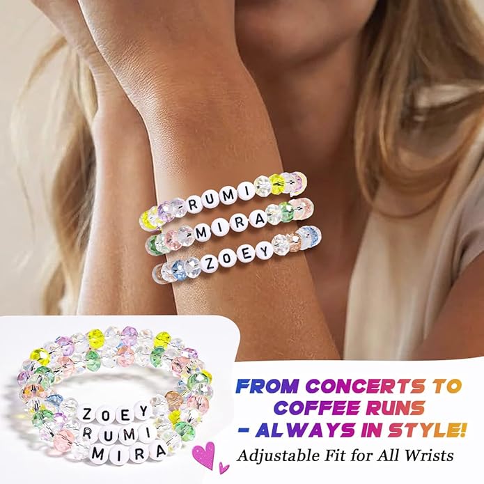 AICase for Korea-Pop Merch Gifts Toys Inspired Bracelets 3 Pcs Stackable Stretch Friendship Beaded Bracelets for Unique Merchandise Jewelry Gifts for Fans Women Men Stocking Stuffers_Crystal
