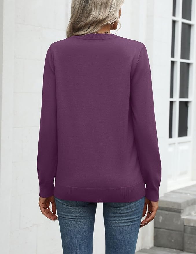 Zeagoo Womens 2026 Fall Sweaters Long Sleeve Tops Classic Crew Neck Pullover Sweaters Loose Dressy Casual Basic Clothes