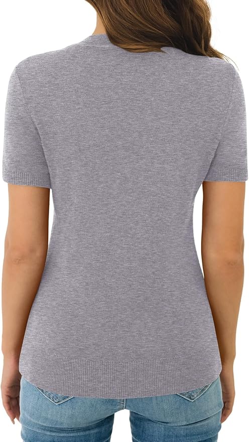 Women's Soft Short Sleeve Wool Blend Pullover Sweater for Business Casual & Fashion