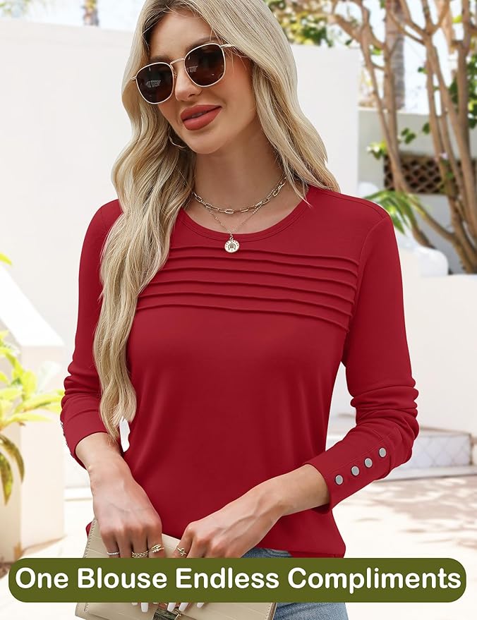 Blouses for Women Dressy Casual Long Sleeve Fall Fashion Tops Trendy Outfits for Work Office Shirts Thicker Clothes