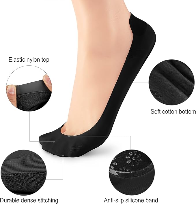 WISVOOO No Show Socks Womens Liner Ultra Low Cut Non Slip Invisible Socks for Flats