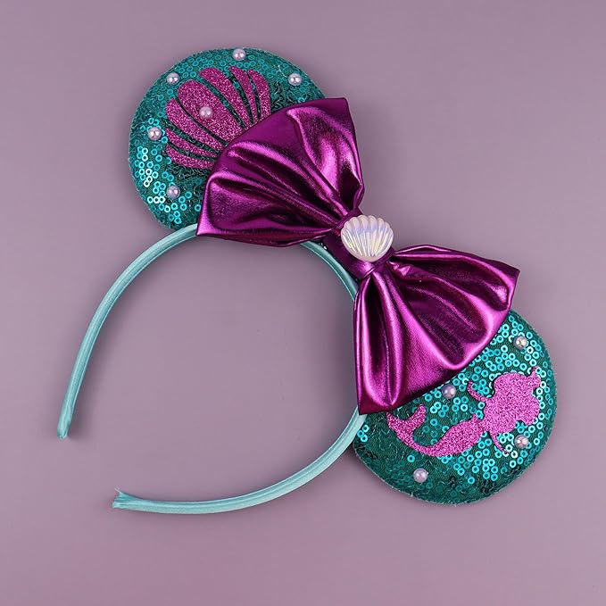LIHELEI Mouse Ears Headband, Purple Mermaid Headbands for Women CosPlay Birthday, Mermaid Party Costume Headwear Hair Accessories - Mermaid Headband