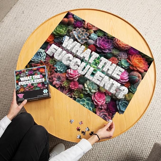 What The Puzzles 1000 Piece Puzzle - Jigsaw Puzzles 1000 Pieces, 27.55 x 19.68 inches, Board Games for Adults, Succulent Theme, Brain Teaser Puzzles for Adults with Art Poster and Resealable Bag