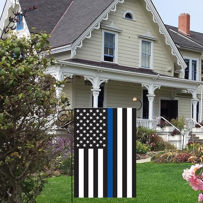 Thin Blue Line Flag, Small American USA Garden Flags for Yard Patio Porch Independence Day Patriotic Festival Outdoor Decorations