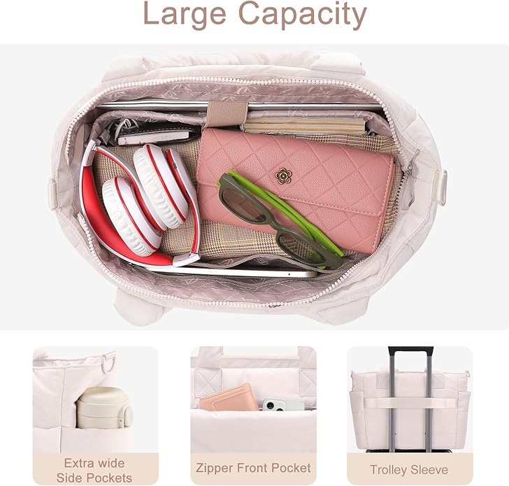 Tote Bag for Women Puffer Tote Bag Large Nurse Bags Shoulder Handbag with Zipper for Work Travel