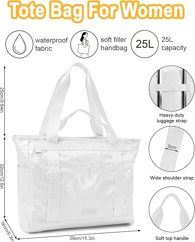 Tote Bag for Women, Lightweight Beach Bag with Laptop Pocket for Teacher Nurse, Travel Shoulder Handbag for College