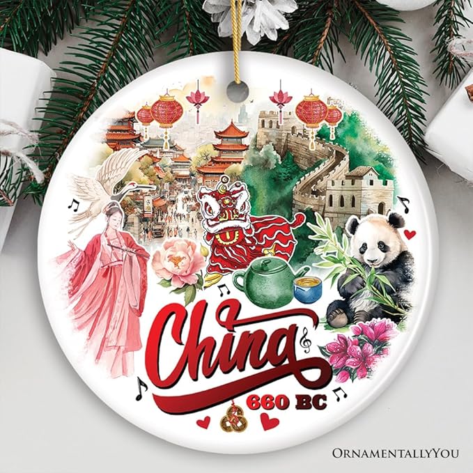 Vintage Artistic China Ornament, Chinese Heritage Gift and Keepsake