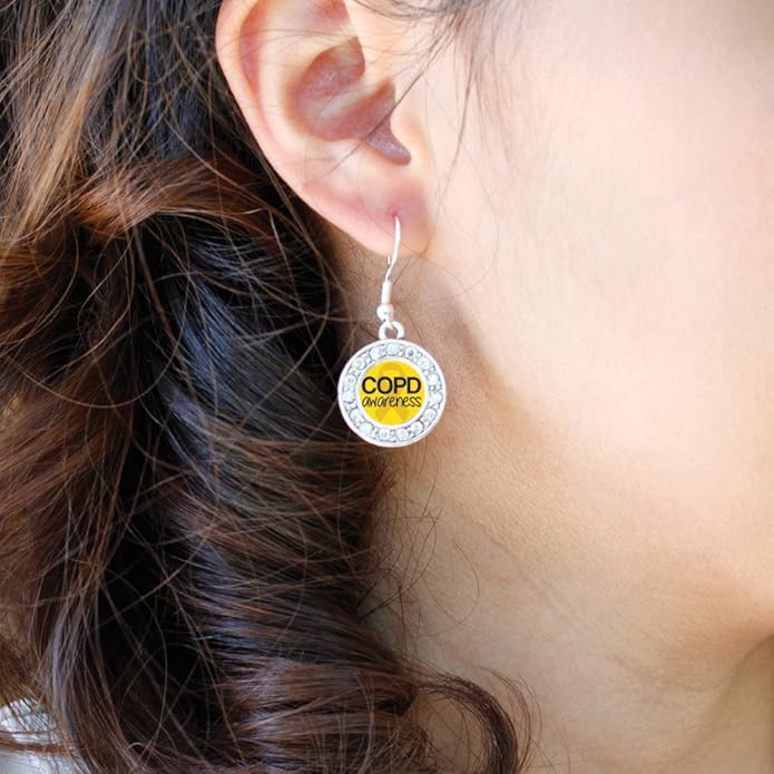 Inspired Silver - Silver Circle Charm French Hook Drop Earrings with Cubic Zirconia Jewelry