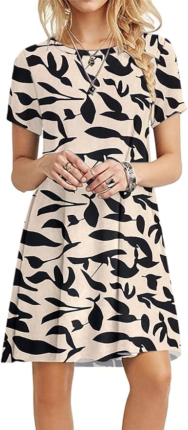 MOLERANI Women's Casual Plain Simple T-Shirt Loose Dress