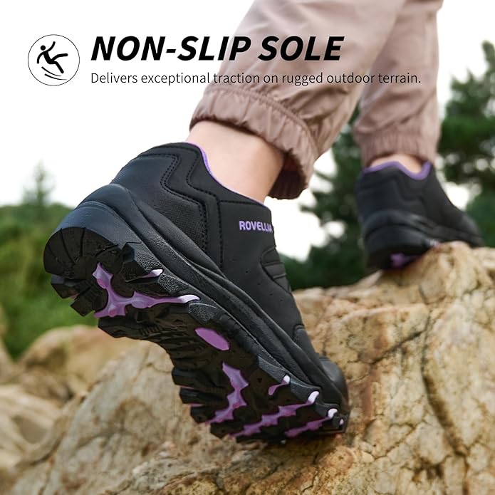 Waterproof Hiking Shoes Women Fashion Sneakers Tennis Walking Shoes Non-Slip Grip Ankle Support, Durable Comfort for Trekking, Trail Running, and Outdoor Adventures