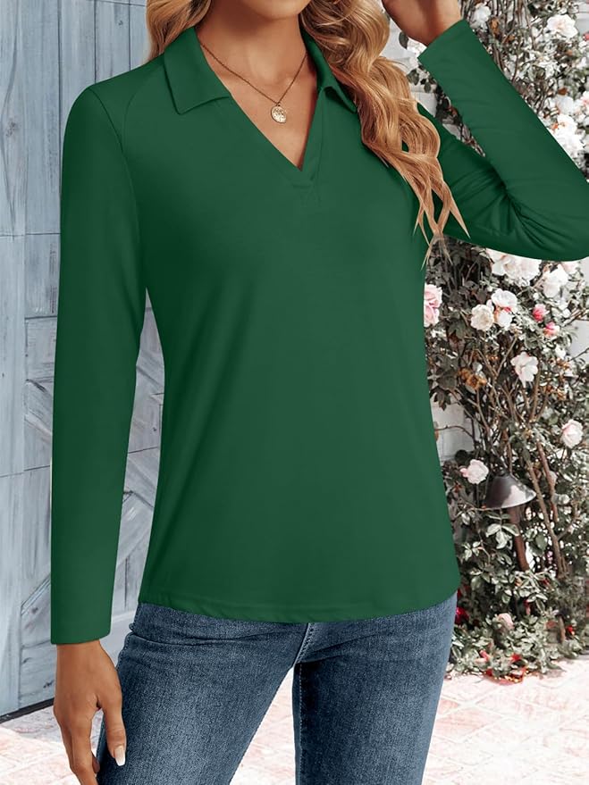3/4 Length Sleeve Womens Tops Dressy Casual V Neck Polo Shirts Business Work Blouses 2025 Trendy Tunic Top