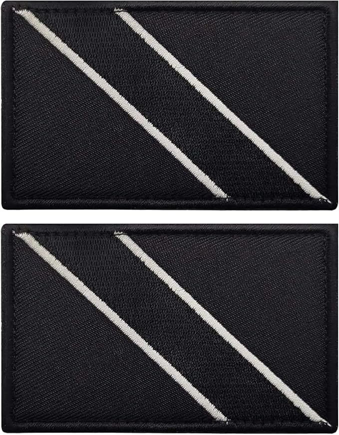 EmWoot 2PCS Trinidad and Tobago Flag Patch Embroidered Morale Patch Military Tactical Patches Hook and Loop(Black)