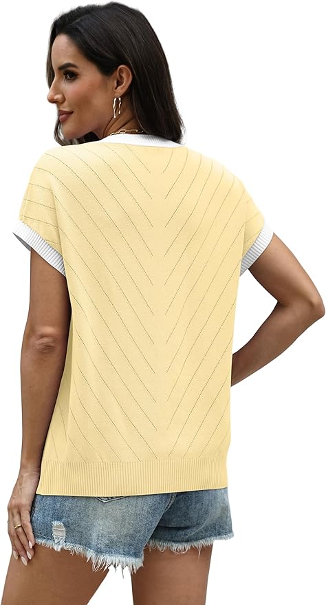 WIHOLL Short Sleeve Sweater for Women Summer Tops 2026 Business Casual Outfits Beach Vacation Clothes
