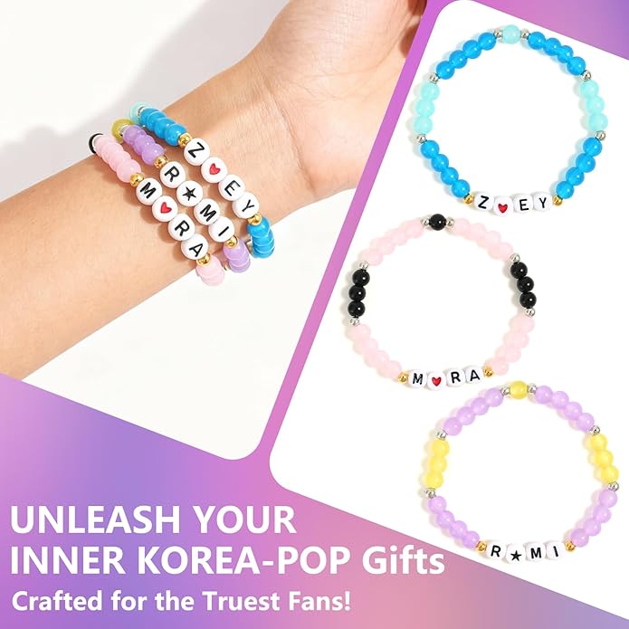 Phask for Korea-Pop Merch Bracelets Inspired Bracelets,Stackable Stretch Bracelets for Korea-Pop Stuff Fans Cosplay Outfit Gifts Accessories Jewelry Birthday Christmas