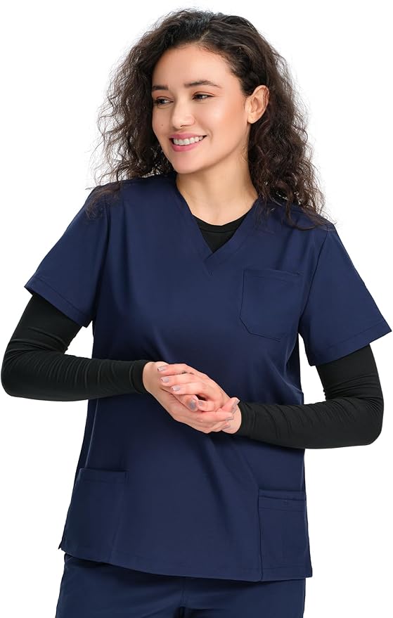COZYFIT 3 Pack Scrub Undershirts Long Sleeve Women - Underscrub Comfort Tee