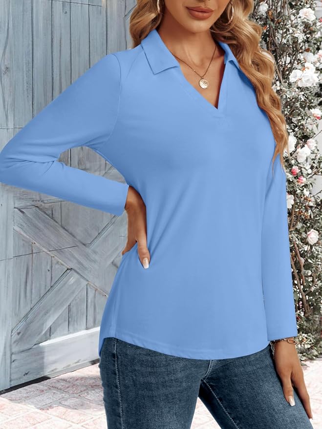 3/4 Length Sleeve Womens Tops Dressy Casual V Neck Polo Shirts Business Work Blouses 2025 Trendy Tunic Top