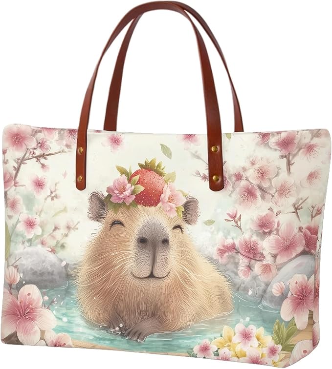 Womens Zip Up Tote Handbag Daisy Print Large Capacity Tote Purse Handbag Big Tote Bag Purse For Work Laptop