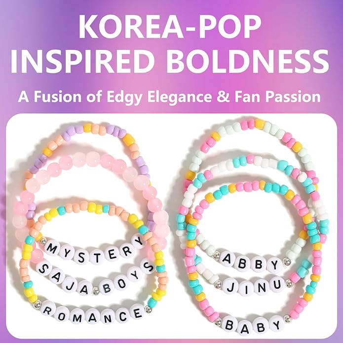 Phask for Korea-Pop Merch Bracelets Inspired Bracelets,Stackable Stretch Bracelets for Korea-Pop Stuff Fans Cosplay Outfit Gifts Accessories Jewelry Birthday Christmas