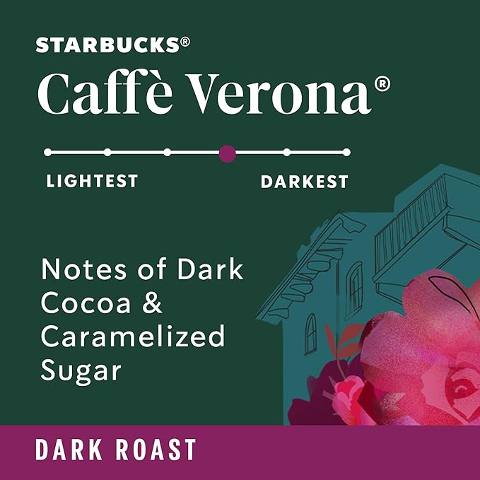 Starbucks Ground Coffee, Dark Roast Coffee, Caffè Verona, 100% Arabica, 1 bag (18 oz) (Pack of 2)