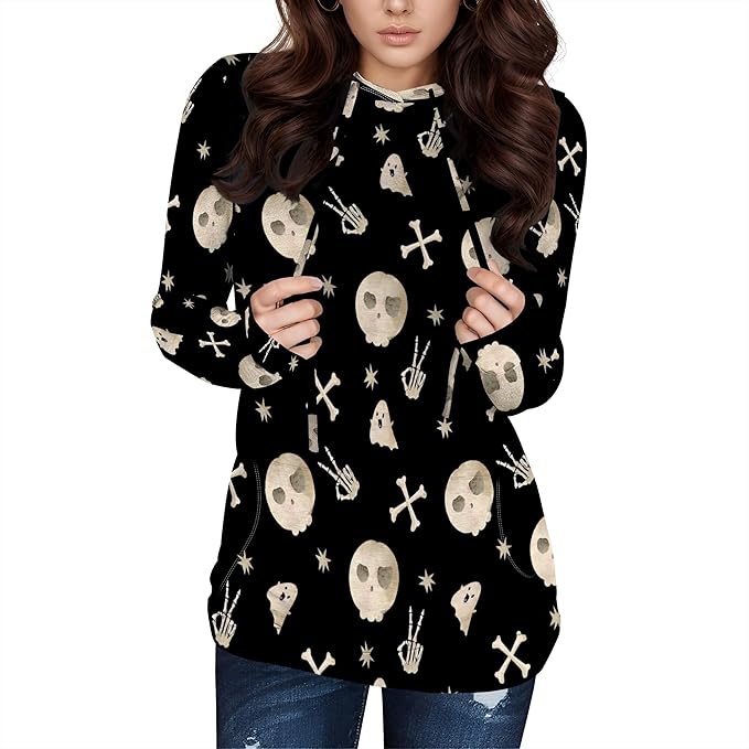 domirica Halloween Womens Pullover Sweatshirts Trendy Drawstring Fall Sweatshirt Halloween Best Gift For Wife And Daughter