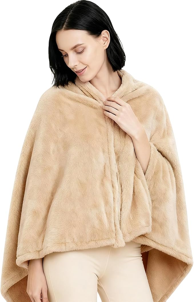 Women's Double Flannel Poncho - Snuggle Cape, Soft Warm Winter Wrap | Unisex Winter Wear for Home, Office, School