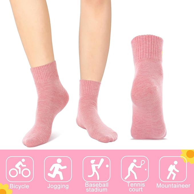 Eurzom 10 Pairs Socks Womens Crew Elastic Ankle Length Cotton Socks Aesthetic Cute Lightweight Low Cut Gifts for Women