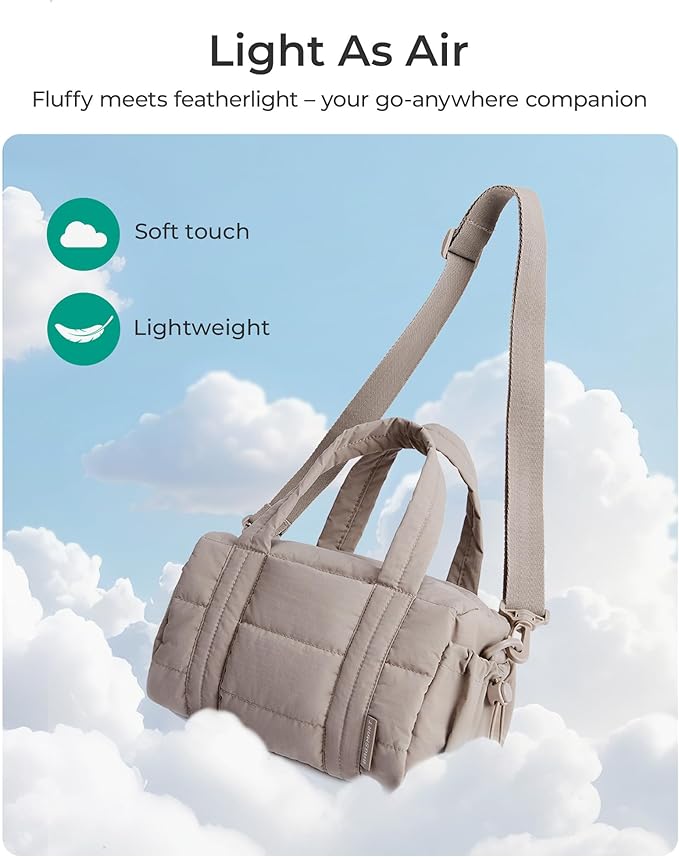 BAGSMART Reiki Mini Gym Bag for Women, Small Dance Bag, Mini Crossbody Bags for Women with Detachable Strap, 5L Shoulder Bag(9.8 * 5.9 * 5.9 inches), Sand Brown