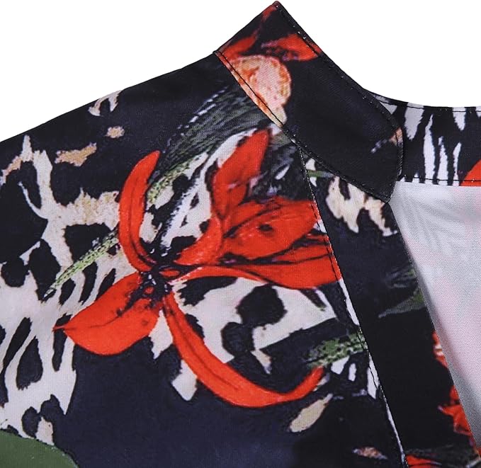 BAISHENGGT 3/4 Sleeve Tops for Women Notch V Neck Floral Work Blouses Dressy Casual Loose Fit Going Out Tunic Tops