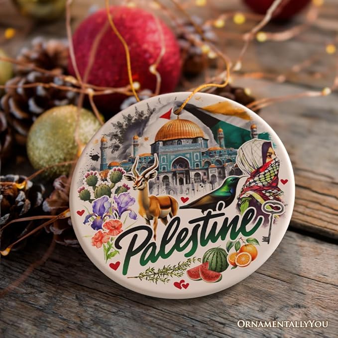 Artistic Palestine Ornament, Dome of The Rock Landmark and Middle Eastern Heritage Souvenir Circle