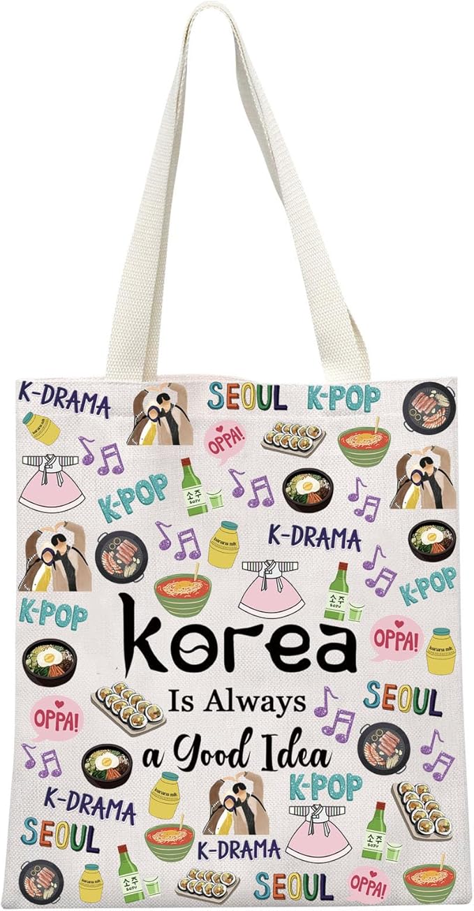 South Korea Travel Vacation Trip Souvenir Gift Bachelorette Trip Gift Accessory Bag for Korea Lovers (Good Idea Tote)