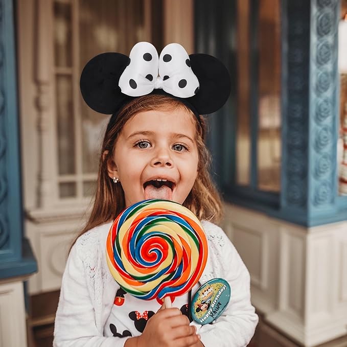 ODOCARE Handmade Mouse Ears Headband for Women and Ladies, Polka Dot Bow Minnie Ears Costume Accessories
