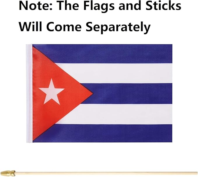 GSYLPFT 12 Pack Cuba Flags on Sticks Cuban Small Mini Hand Held Flags for Office Classroom Holiday Party Decorations