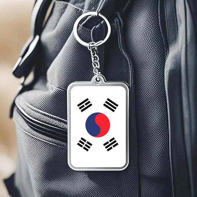 FHZJKJX 2 Pack South Korea Flag Keychain South Korean Key Ring-(Korea)