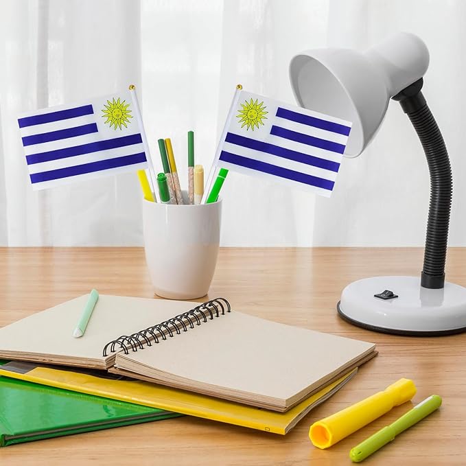 Uruguay Flag Small Uruguayan Flag 12 Pack Mini Hand Held Uruguayan Flags on Sticks for Party Parades Sports Events Patriotic Holiday Decorations