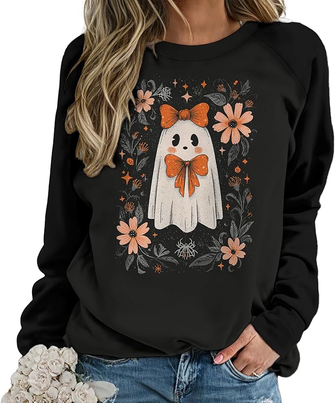 domirica Halloween Sweatshirt For Women Long Sleeve Crew Neck Sweatshirts Fall Halloween Costumes For Holiday Party 2025
