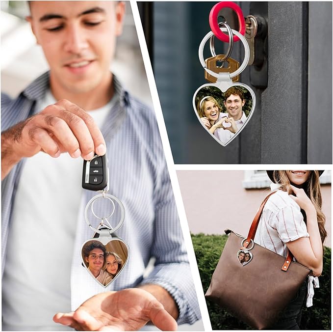 RSQGT Personalized Custom Keychain with Picture - Double Sided Engraving Photo Text Customized Key Chains for Men Boyfriend