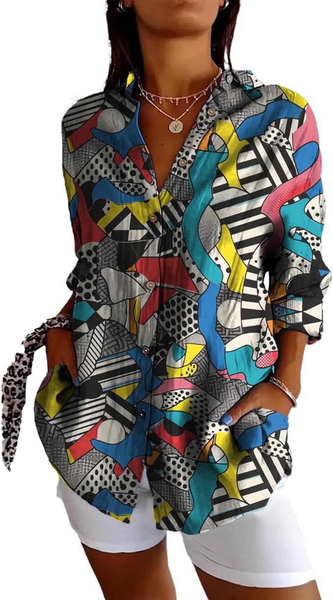Fashion Summer Shirts Oversized V Neck Basic Vintage Floral Graphic Dressy Button Down Stylish Hawaiian Holiday Outfits