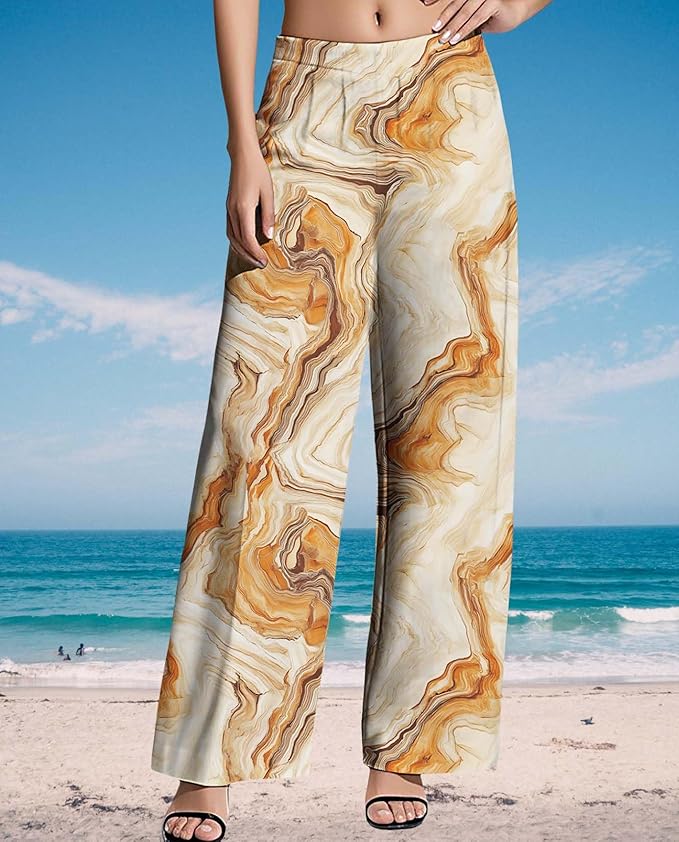 Womens Boho Pants Casual Oversize High Waisted Wide Leg Trousers Pattern Printed Ourdoors Pant for 2025 Summer
