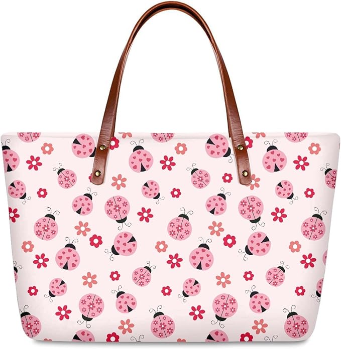 Womens Zip Up Tote Handbag Daisy Print Large Capacity Tote Purse Handbag Big Tote Bag Purse For Work Laptop