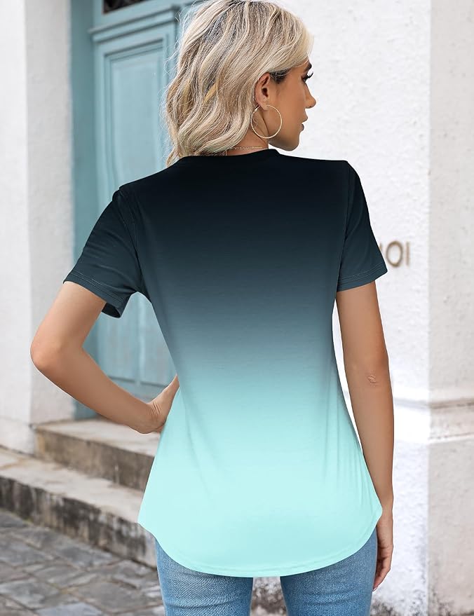 Kistore Womens Casual Crew Neck Short Sleeve Pleated Tops Blouses Fashion Clothes 2026