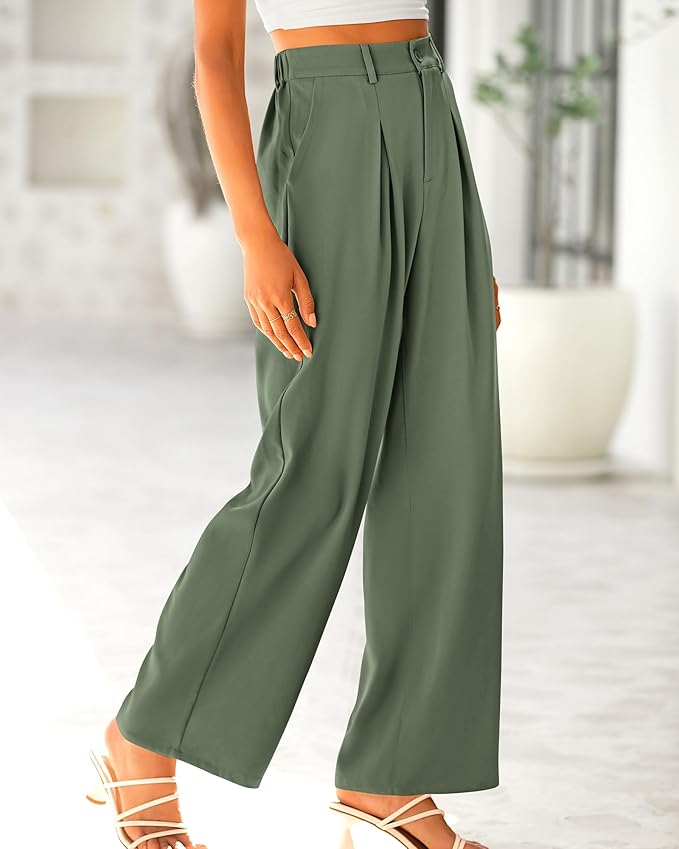 BTFBM Women High Waist Palazzo Pants Spring 2026 Casual Wide Leg Trousers Loose Work Office Business Suit Pant Pockets