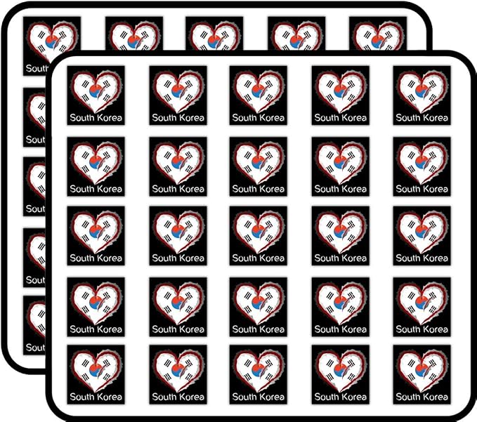 South Korea Flag Heart Decorative Scrapbooking Sticker Waterproof Vinyl Stickers for Water Bottle, Laptop & Phone Case – 50 Pack