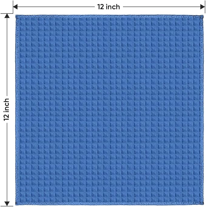 HOMEXCEL Blue Waffle Washcloths Towels 10 Pack, Premium Microfiber Face Towels, Ultra Soft, Lightweight Highly Absorbent Quick Dry Washcloths for Bathroom, Gym, Shower, Spa 12 x 12 Inch