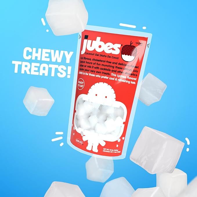 Jubes Grape Nata De Coco Jelly Cubes (12.7 oz, Pack of 6) - Grape Coconut Jelly Cubes for Sago - Coconut Gel in Syrup Toppings for Fruit Tea, Boba, Bubble Tea, Drinks, Desserts Yogurt, Ice Cream, Beverage