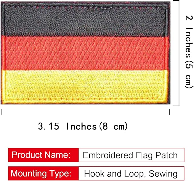 EmWoot 2PCS Germany Flag Patch Embroidered Morale Patch Military Tactical Patches Hook and Loop