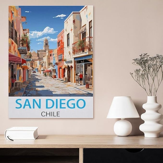 Jigsaw Puzzles for Adults 1000 Piece，San Diego Chile Vintage Travel Posters，Difficult Puzzle Perfect Educational Gift for Boys and Girls（75x50cm）-CI11