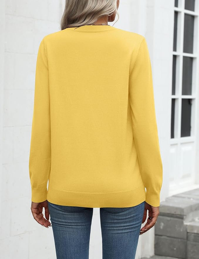 Zeagoo Womens 2026 Fall Sweaters Long Sleeve Tops Classic Crew Neck Pullover Sweaters Loose Dressy Casual Basic Clothes